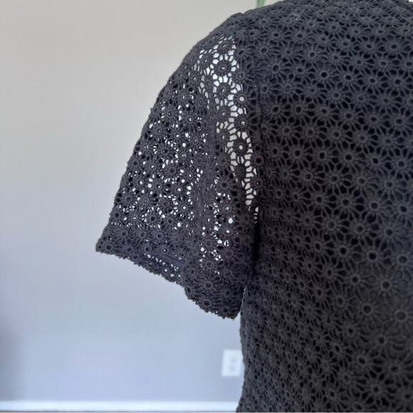 COPY - Theory Eyelet Short Sleeve Back Button Blouse - Picture 4 of 10